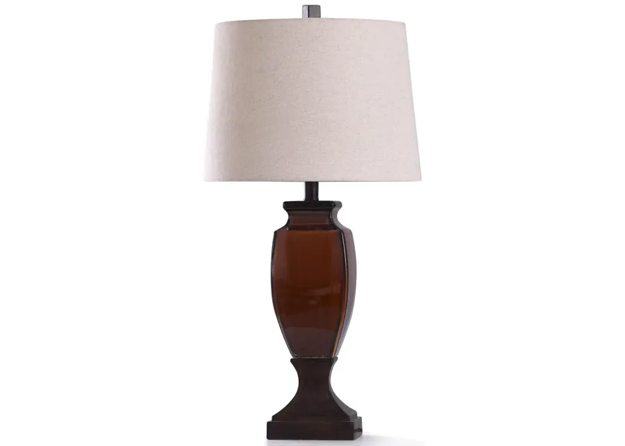 Rust and Bronze Ceramic Table Lamp 30"H