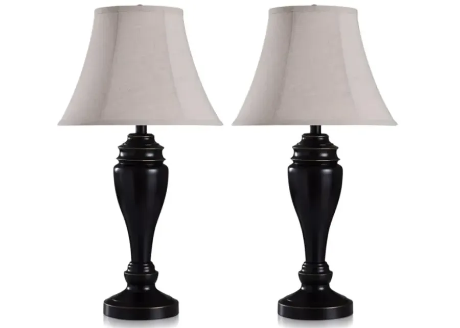 Pair of Bronze Metal Table Lamps 28"H 