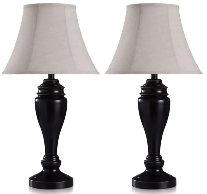 Pair of Bronze Metal Table Lamps 28"H 