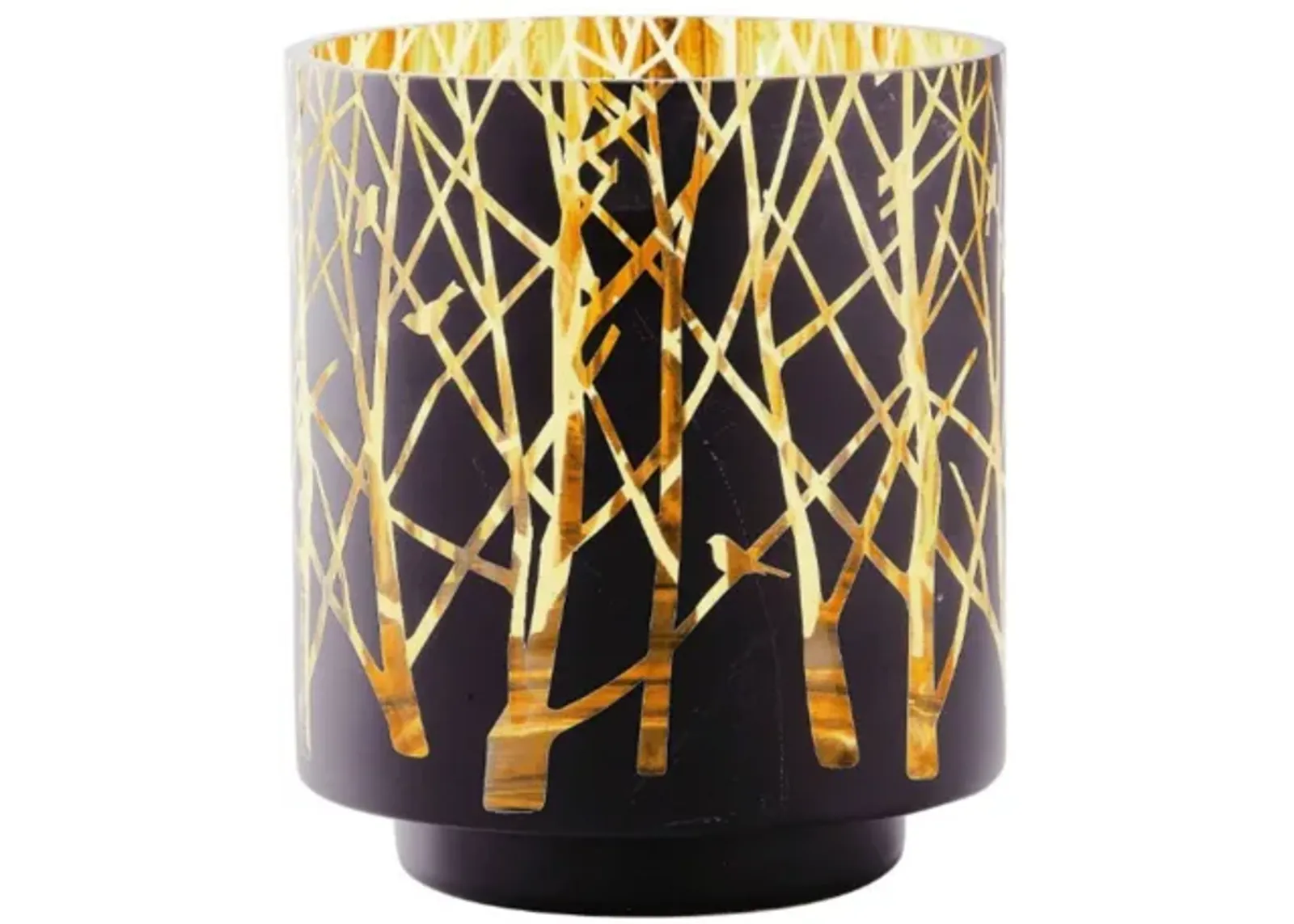 Small Black and Gold Vase With Branches 6"W x 6.5"H