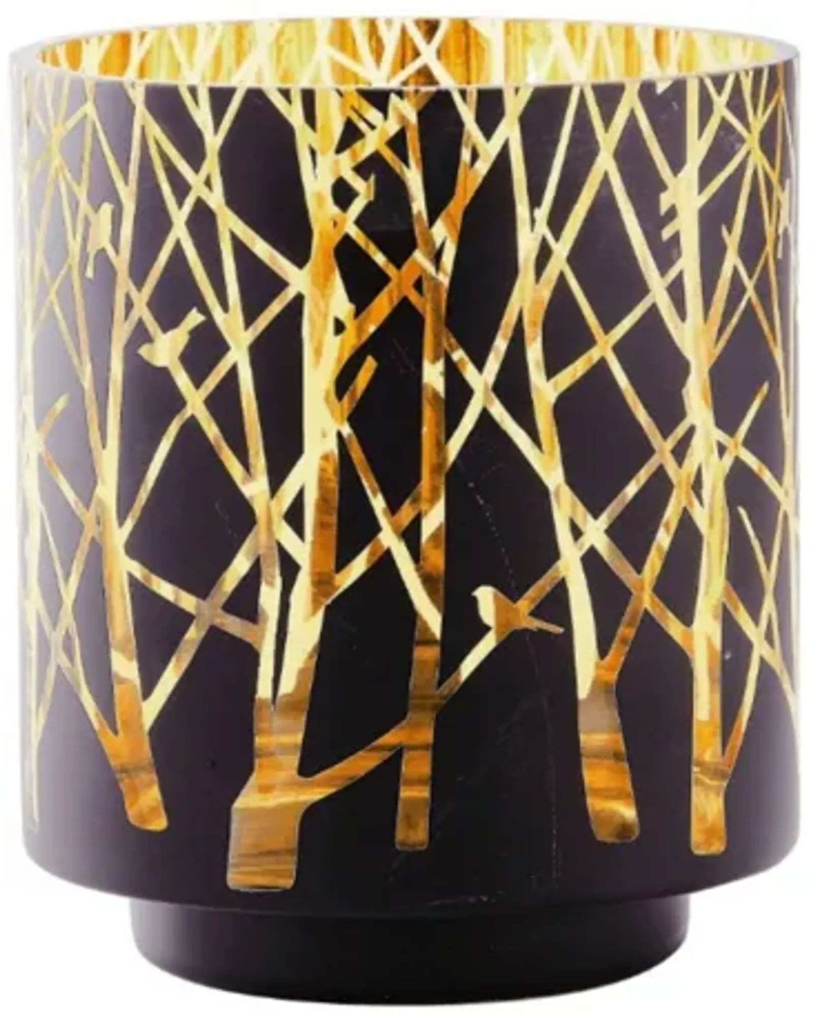 Small Black and Gold Vase With Branches 6"W x 6.5"H