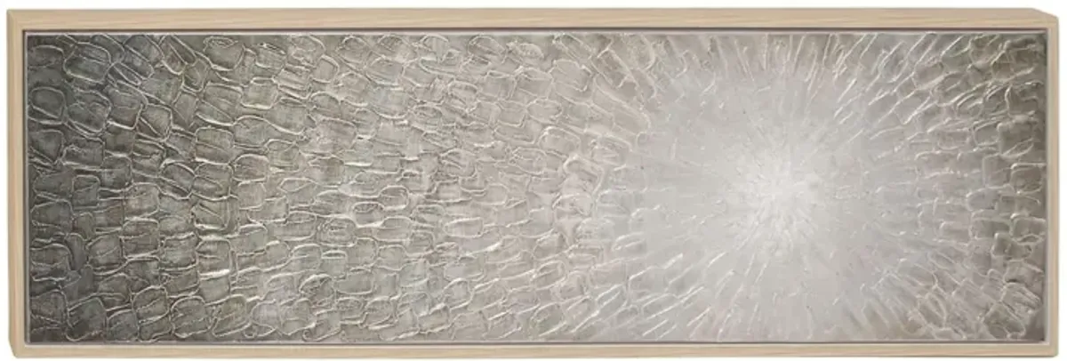 Blue and Silver Textured Flower Framed Canvas 71"W x 20"H