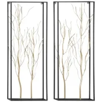 Set of 2 Gold Metal Branches Wall Décor 13"W x 36"H
