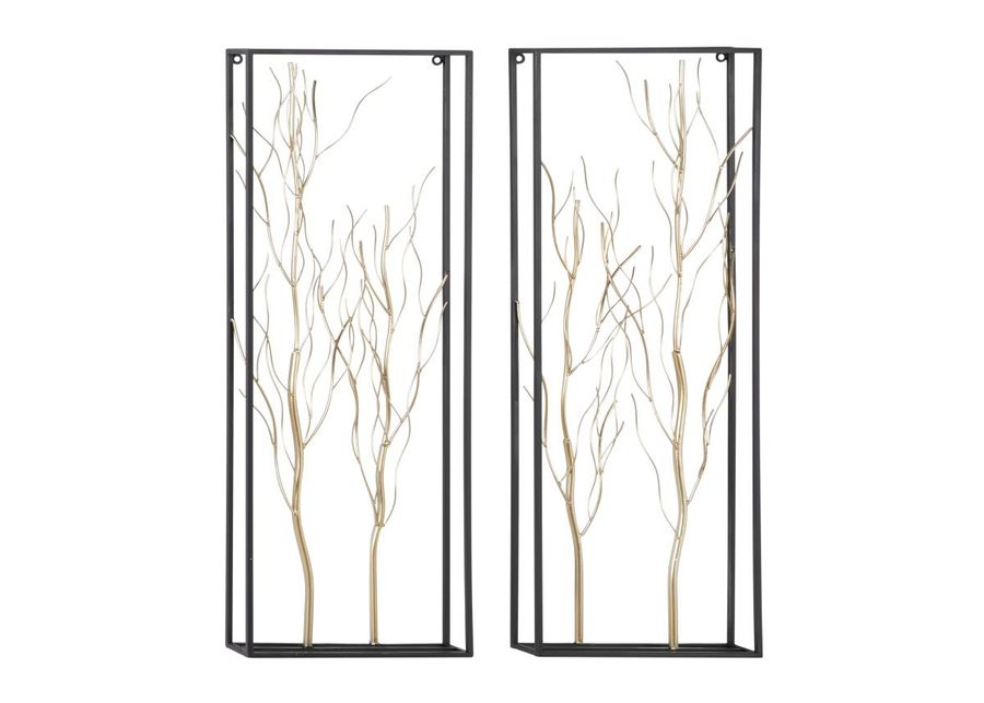 Set of 2 Gold Metal Branches Wall Décor 13"W x 36"H