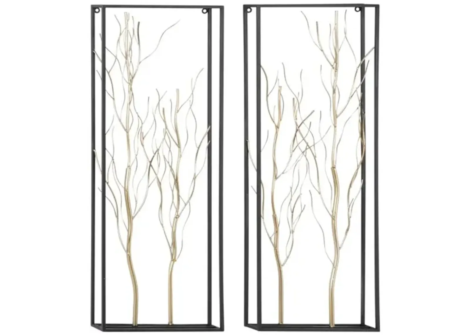 Set of 2 Gold Metal Branches Wall Décor 13"W x 36"H