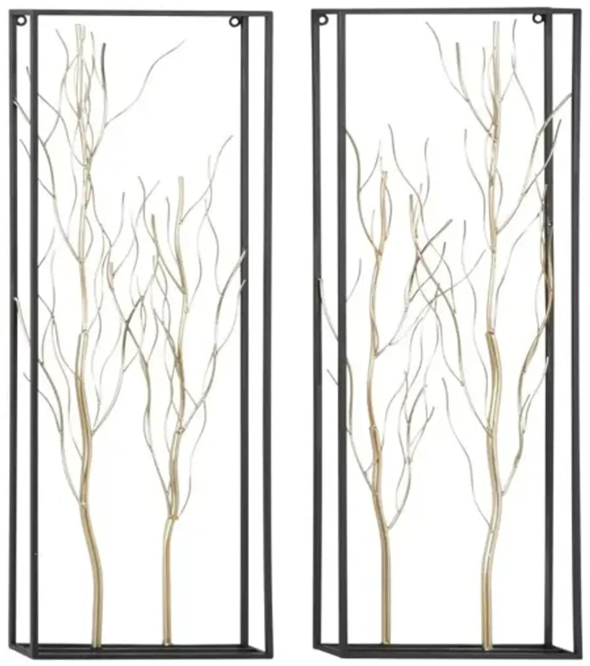 Set of 2 Gold Metal Branches Wall Décor 13"W x 36"H