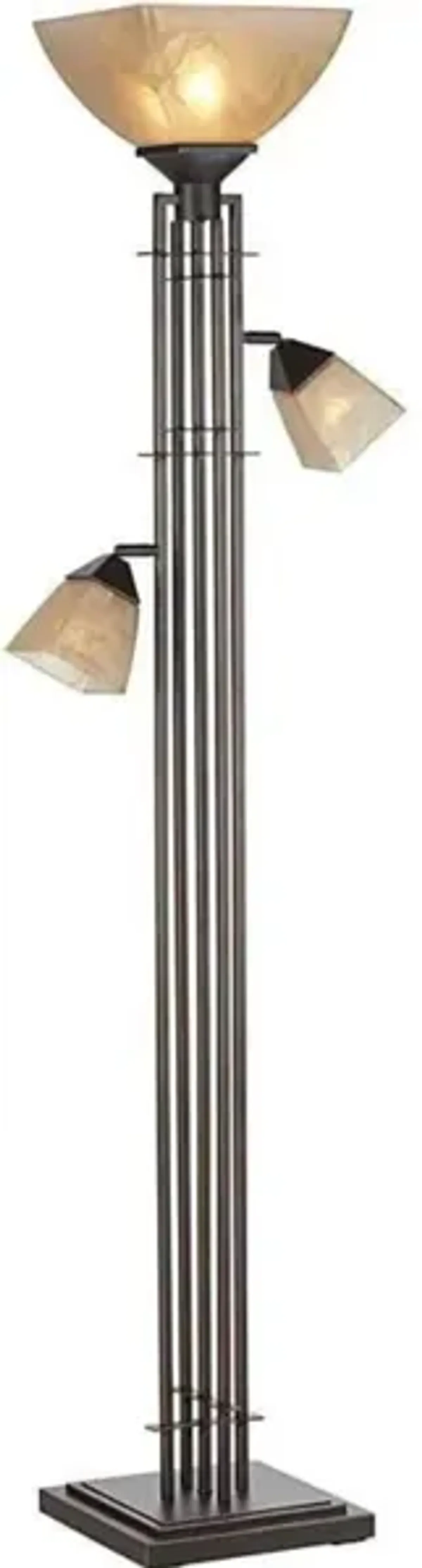 Metal Architectural Lines With 2 Reading Lights Torchiere 72"H