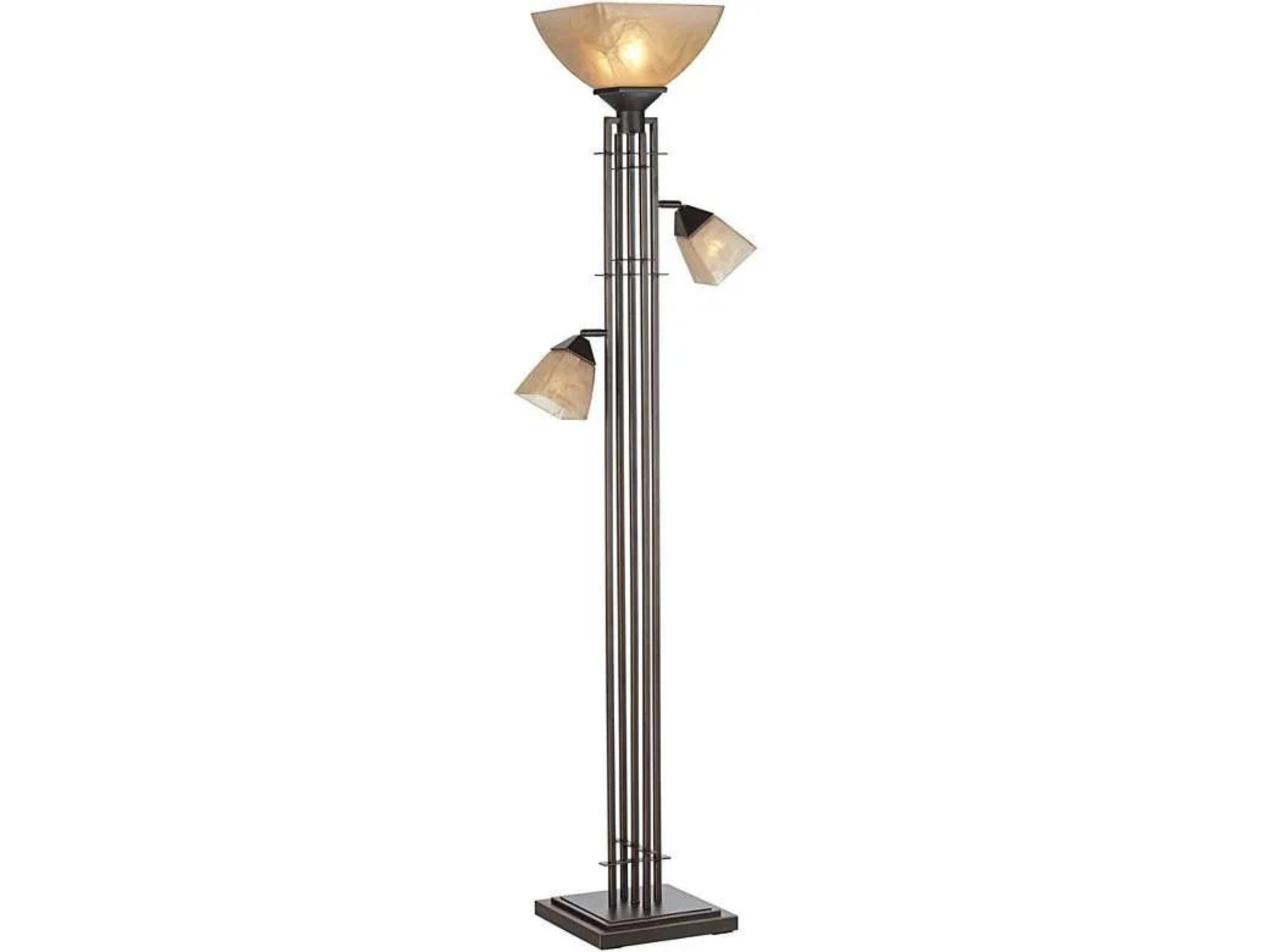 Metal Architectural Lines With 2 Reading Lights Torchiere 72"H