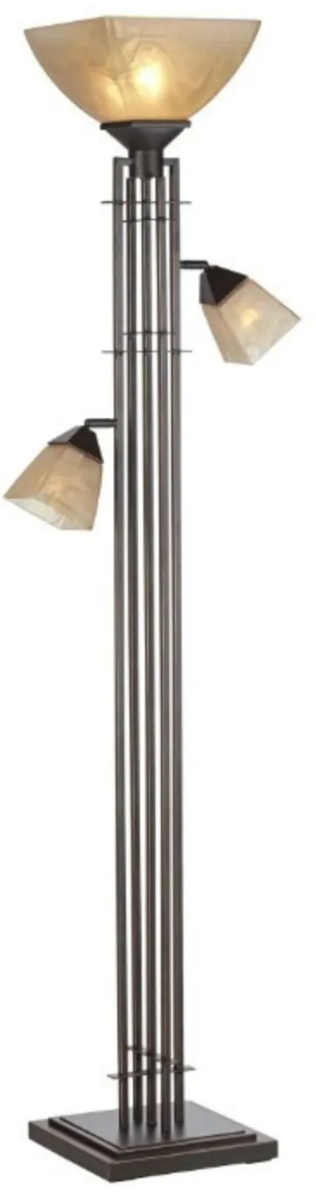 Metal Architectural Lines With 2 Reading Lights Torchiere 72"H