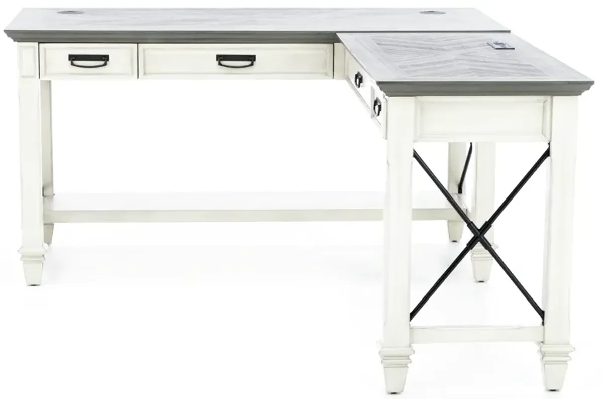 White Estate Writing L-Desk