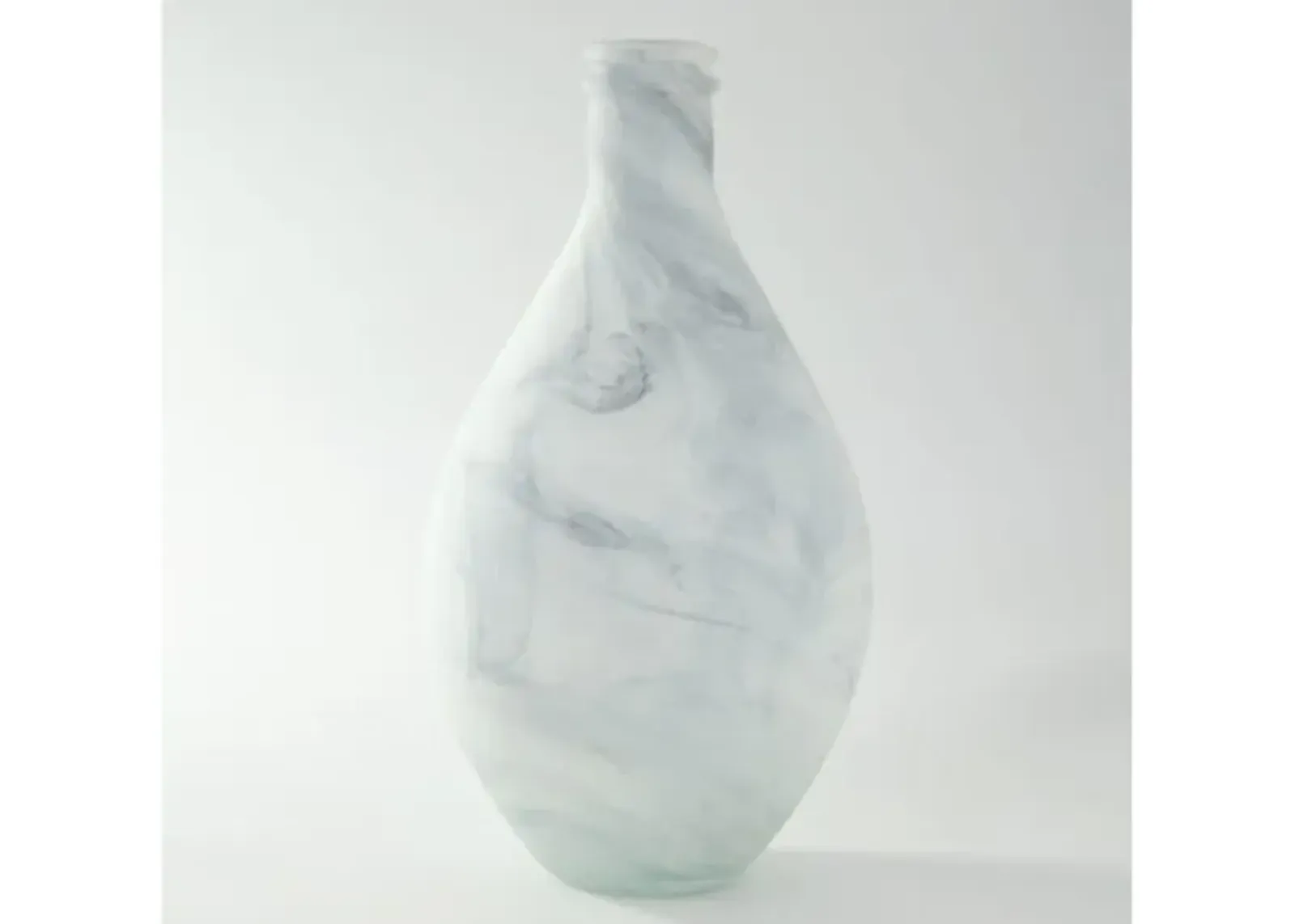 White and Grey Glass Marbled Vase 8"W x 14.5"H