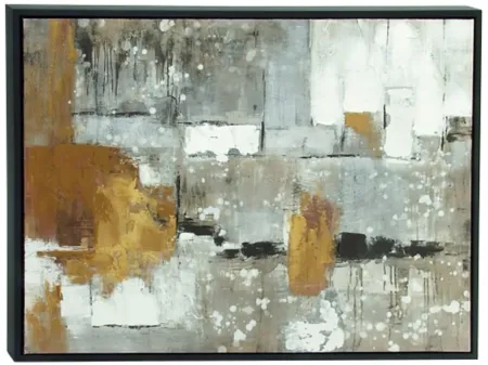 Grey, Caramel, and White Abstract Framed Canvas Art 48"W x 36"H