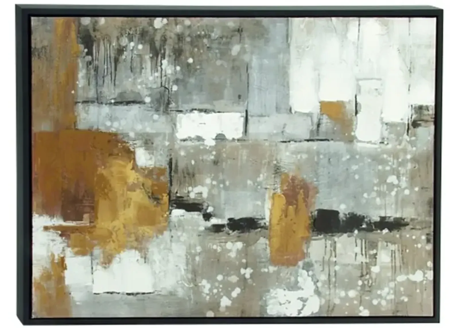 Grey, Caramel, and White Abstract Framed Canvas Art 48"W x 36"H