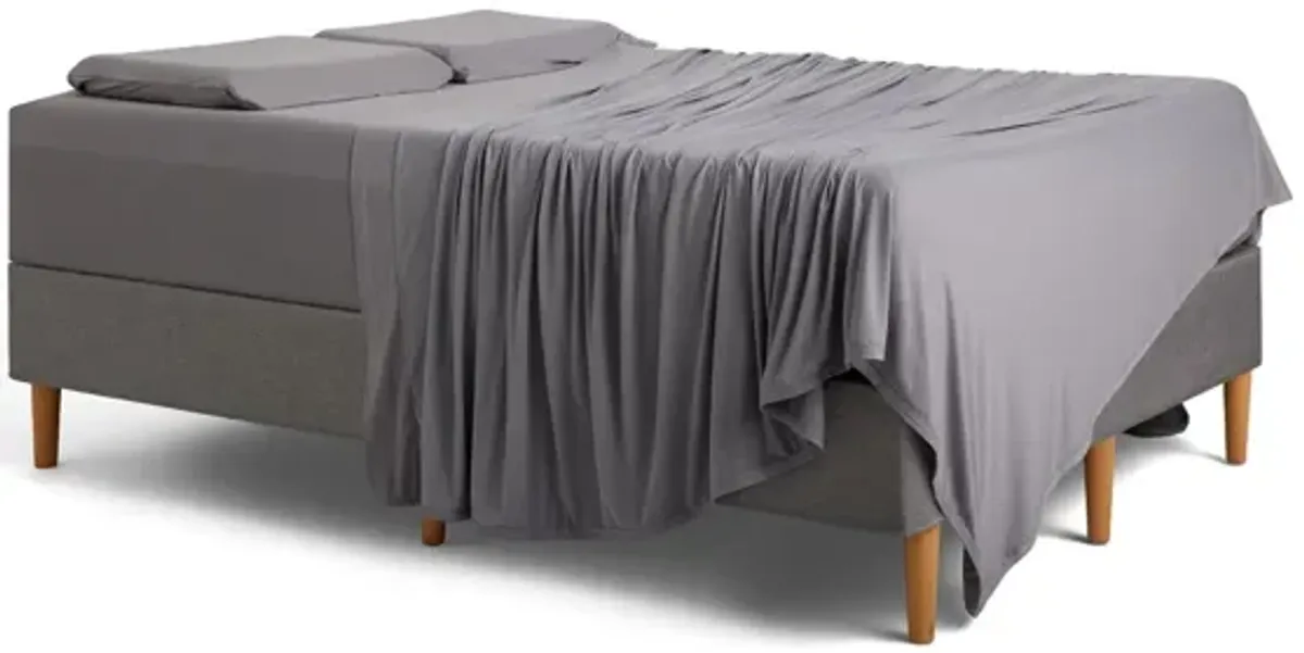 Purple Soft Stretch Queen Sheet-Stormy Grey