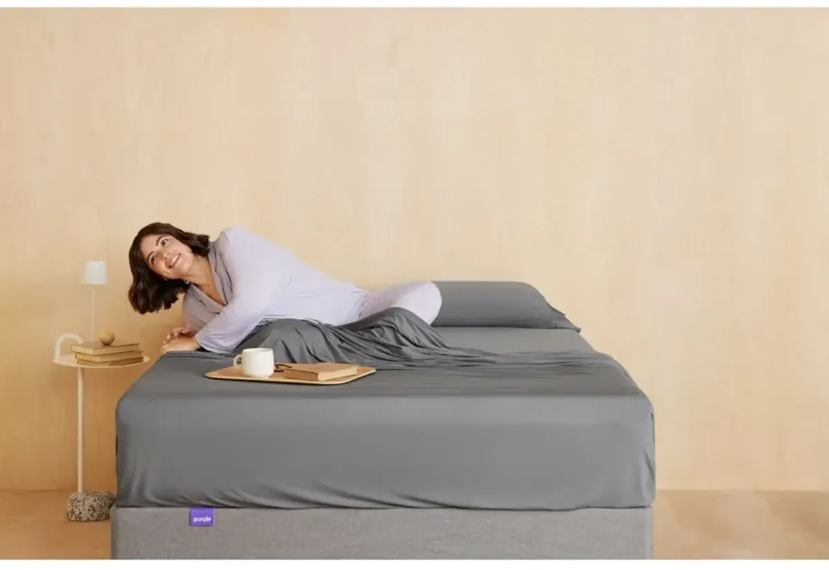 Purple Soft Stretch Queen Sheet-Stormy Grey