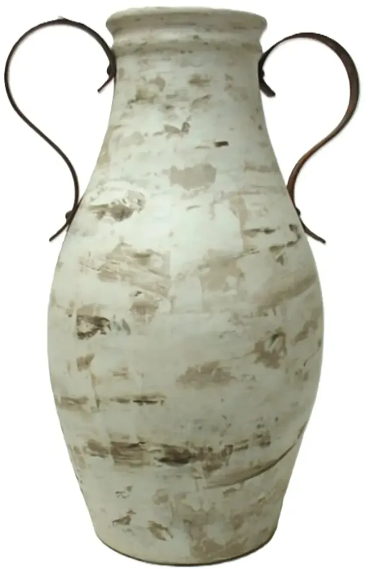 Large Brown and White Handled Ceramic Floor Vase 15"W x 37"H