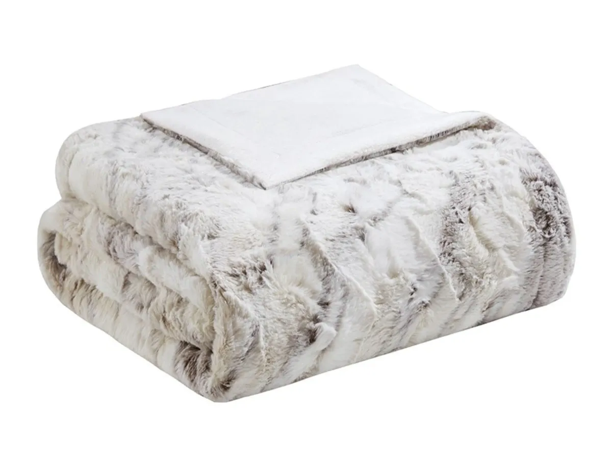 Natural Oversized Faux Fur Throw 60"W x 70"L
