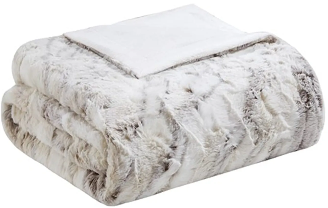 Natural Oversized Faux Fur Throw 60"W x 70"L