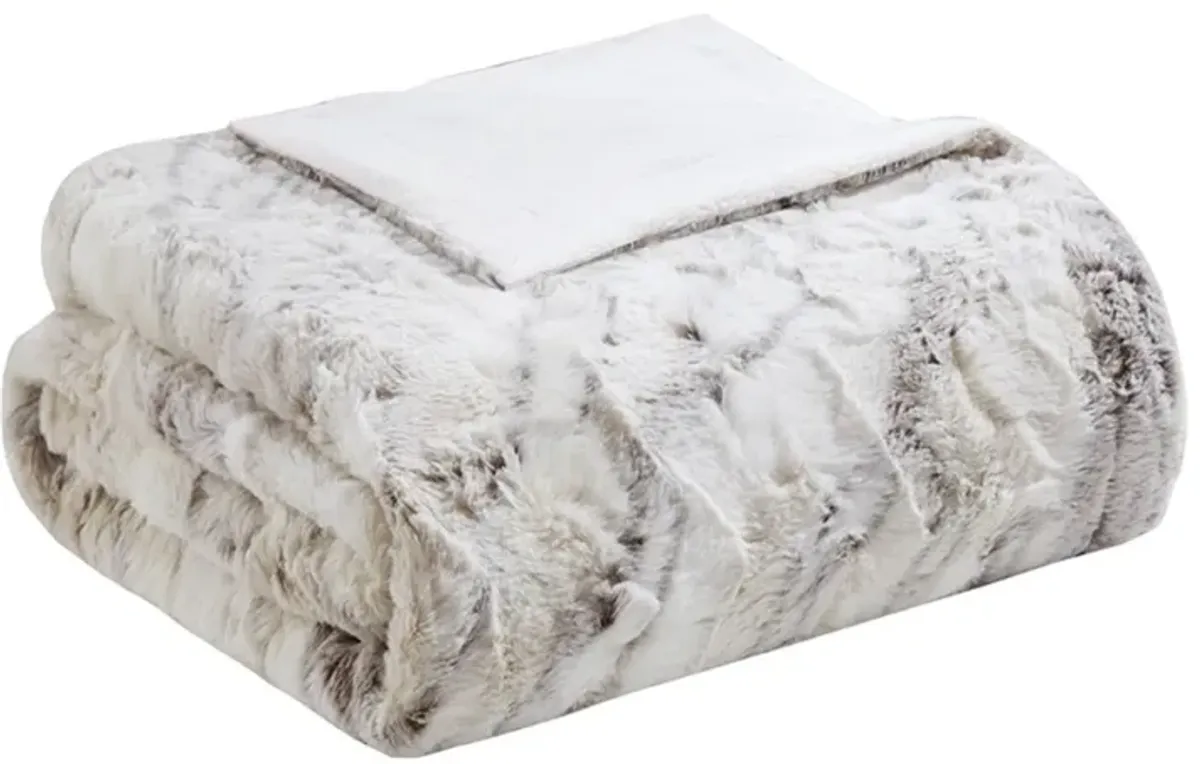 Natural Oversized Faux Fur Throw 60"W x 70"L