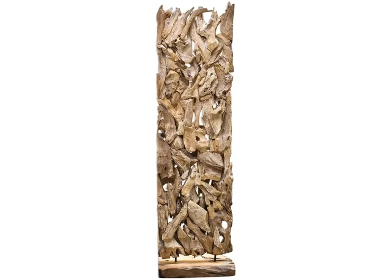 Teak Wood Floor Sculpture 25"W x 84"H