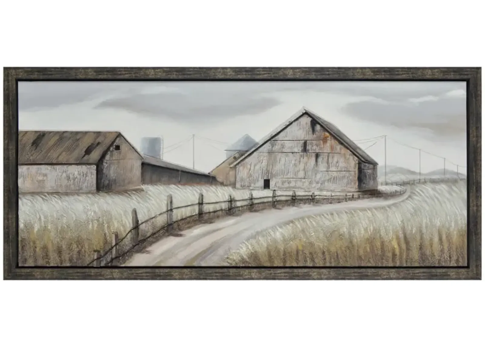 Old Farm Road Handpainted Framed Canvas 71"W x 32"H