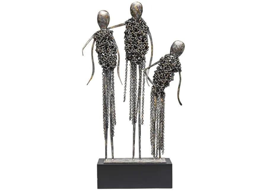 Metal Chain Family Sculpture 13"W x 22"H