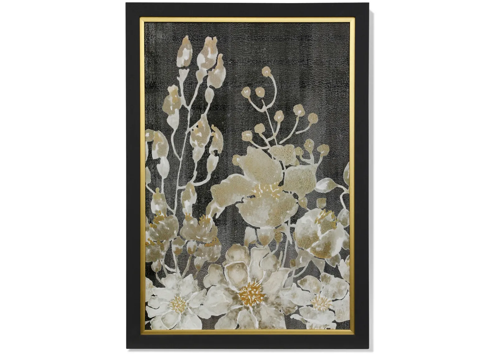 Black, Cream, and Yellow Floral II Framed Print 28"W x 40"H