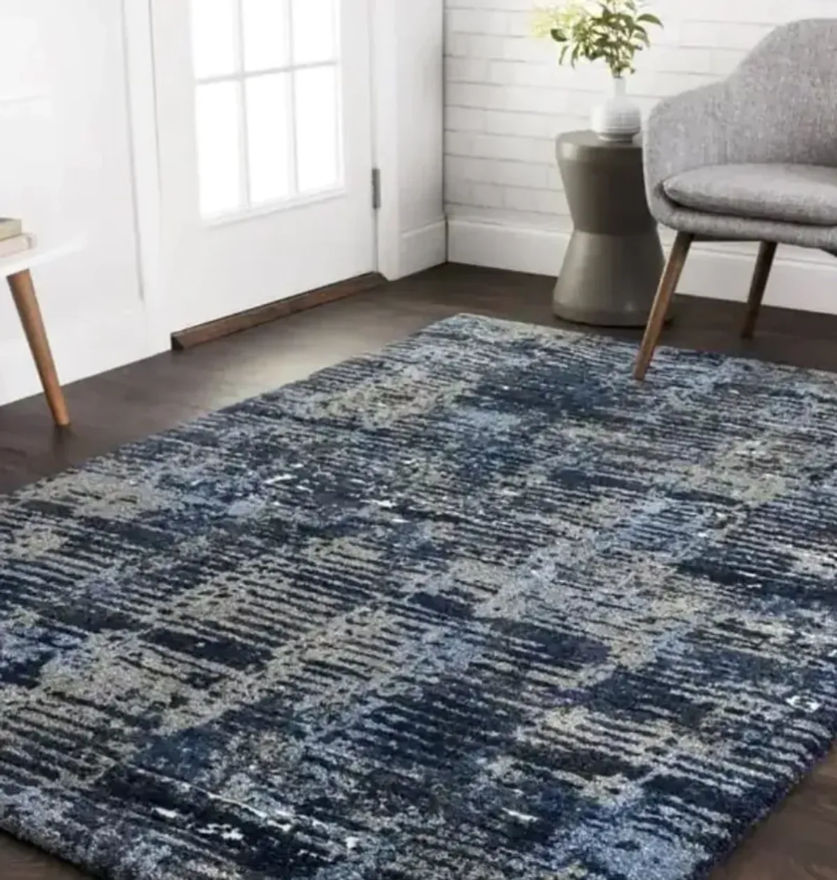 Viera Dark Blue Area Rug 7'7"W x 10'6"L