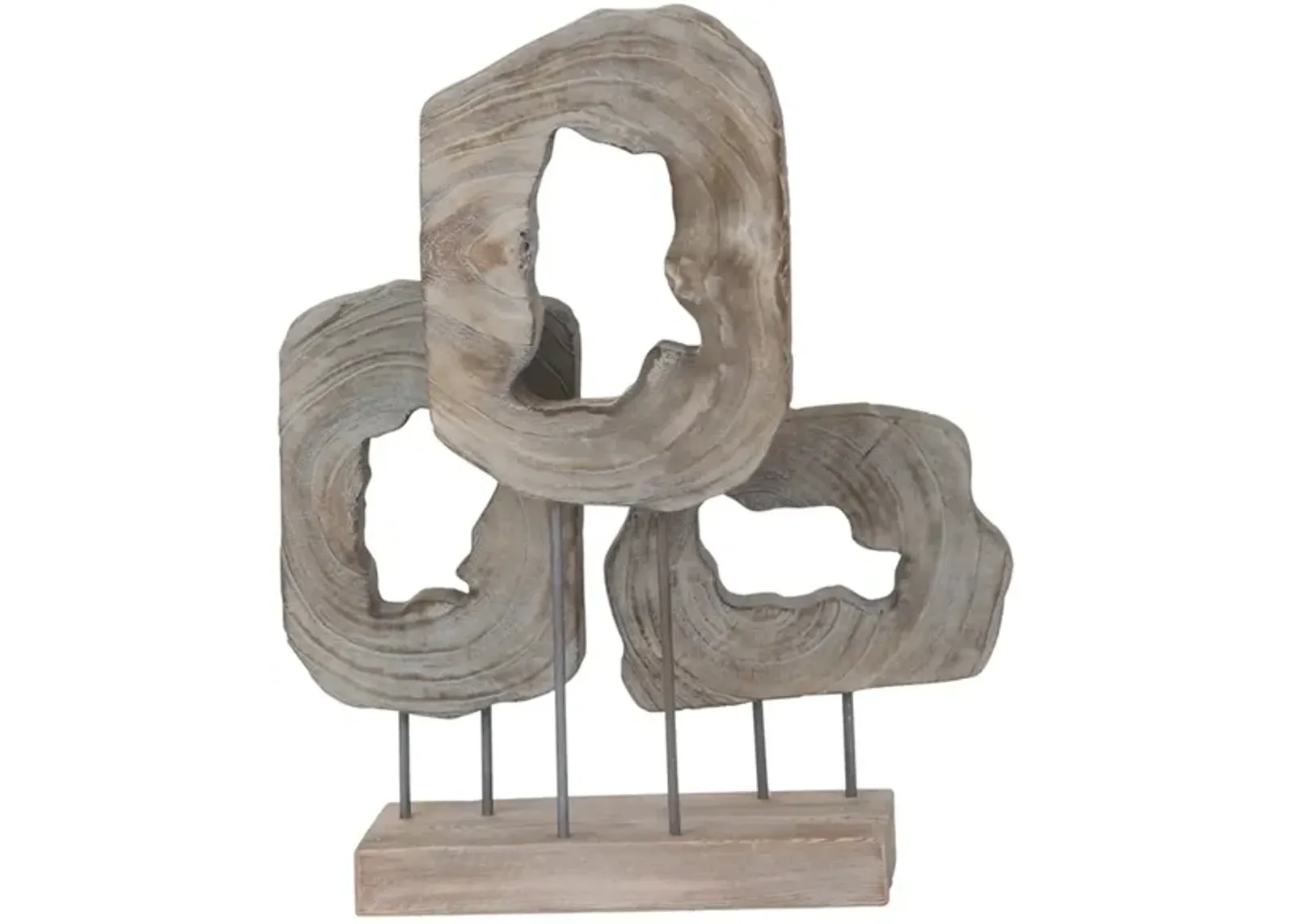 Grey Wood Cut Log Sculpture 14"W x 24"H