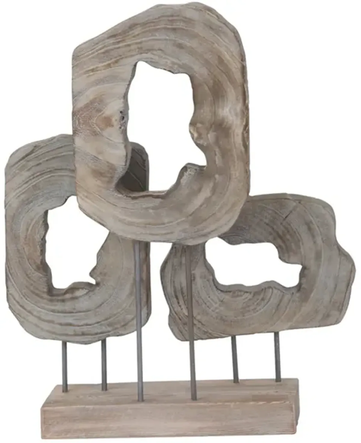 Grey Wood Cut Log Sculpture 14"W x 24"H