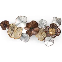 Bronze, Gold, and Silver Flower Wall Sculpture 47"W x 22"H