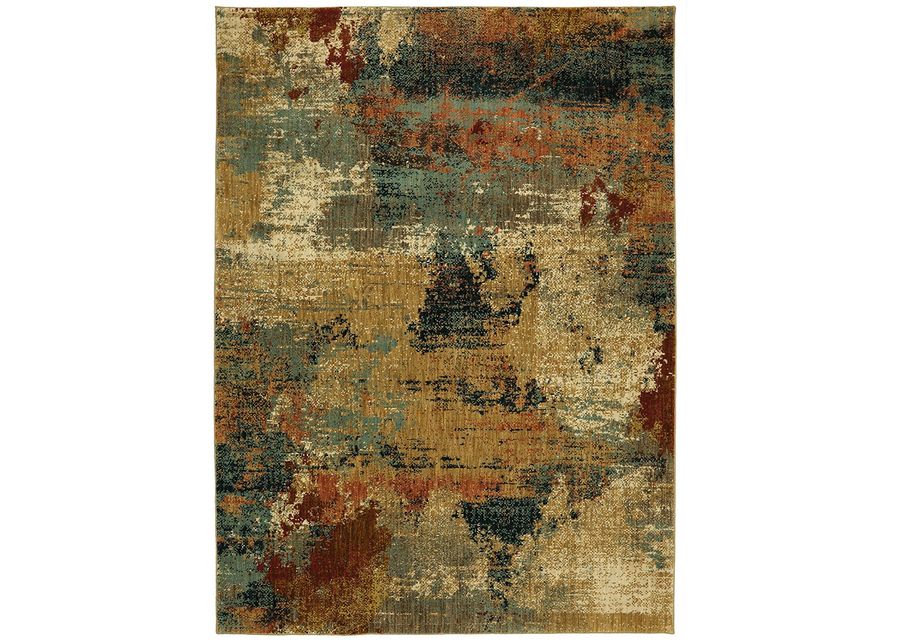 Elements Tan/Green/Gold Area Rug 5'3"W x 7'10"L