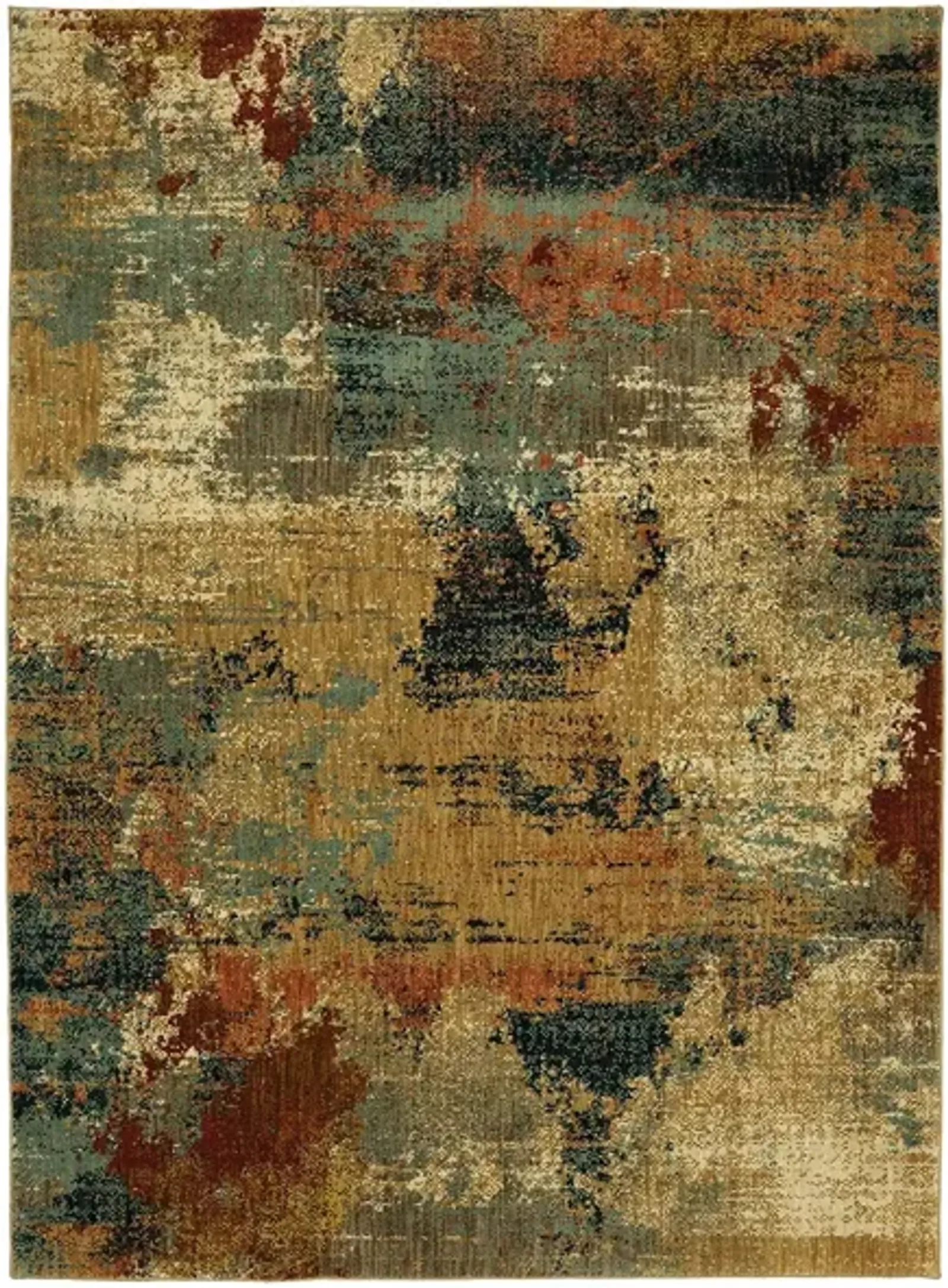 Elements Tan/Green/Gold Area Rug 5'3"W x 7'10"L