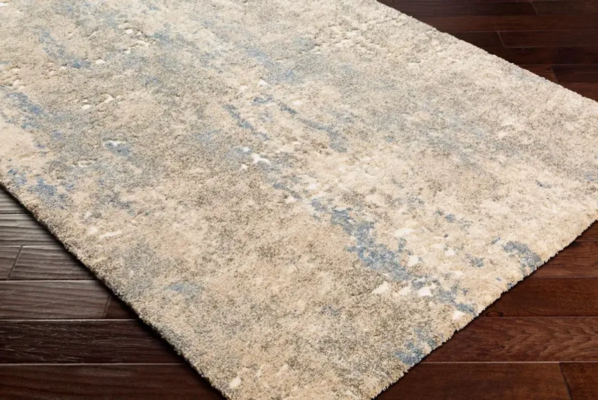 Tuscany Tan/Blue Area Rug 5'3"W x 7'3"L