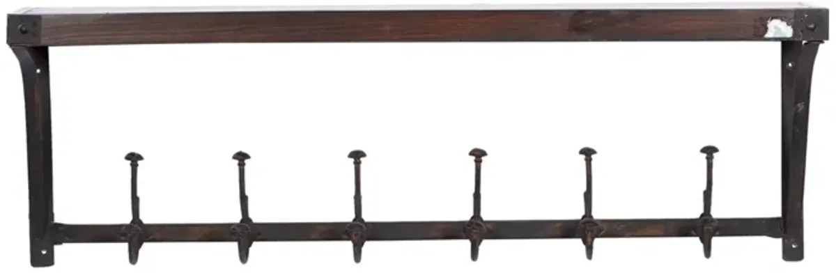 Wall Shelf with Hooks 39"W x 13"H