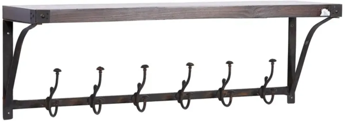 Wall Shelf with Hooks 39"W x 13"H