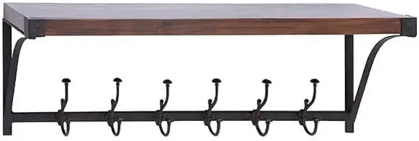 Wall Shelf with Hooks 39"W x 13"H