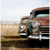 Old Cars Tempered Glass Wall Art 39.5"W x 39.5"H