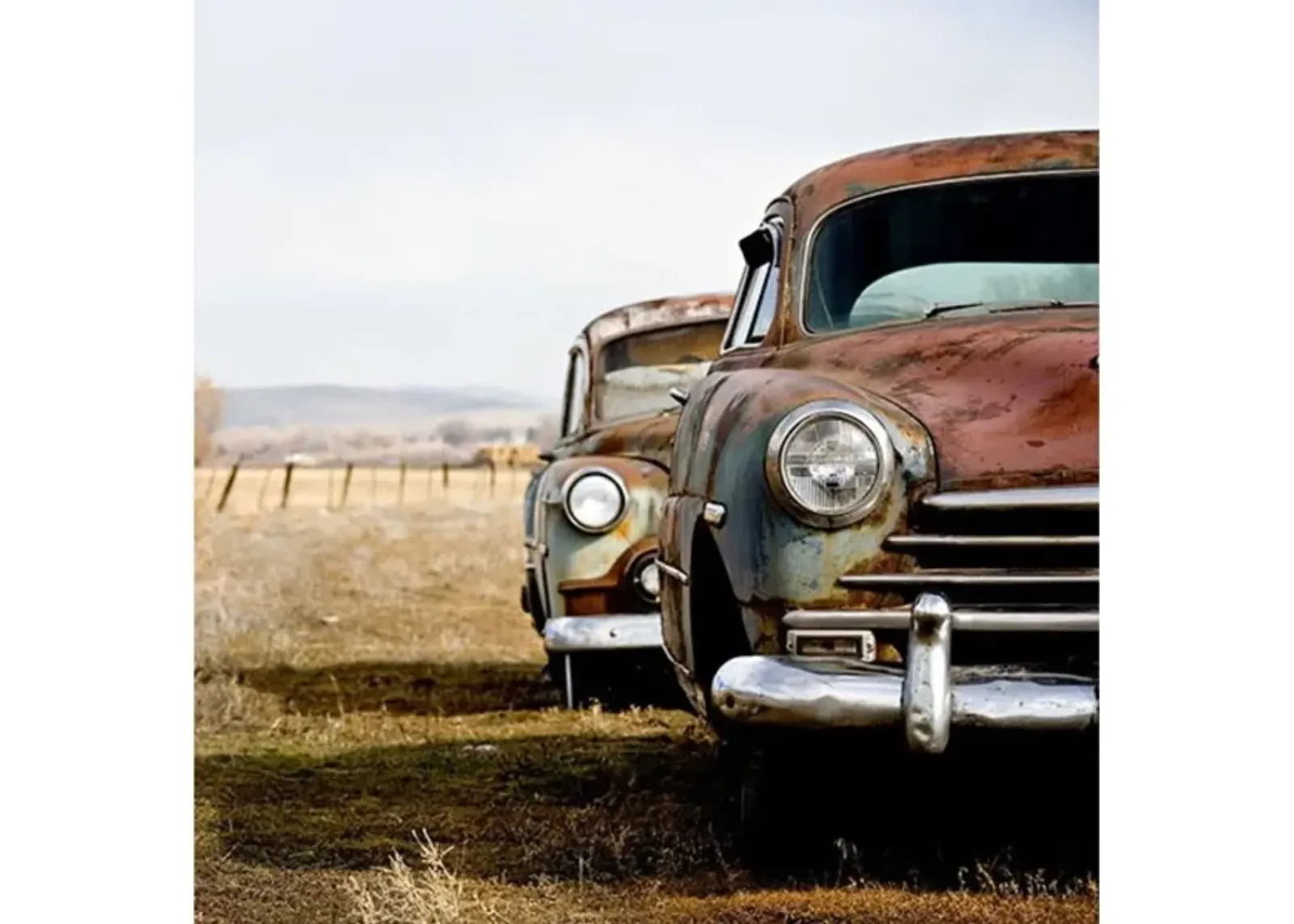 Old Cars Tempered Glass Wall Art 39.5"W x 39.5"H