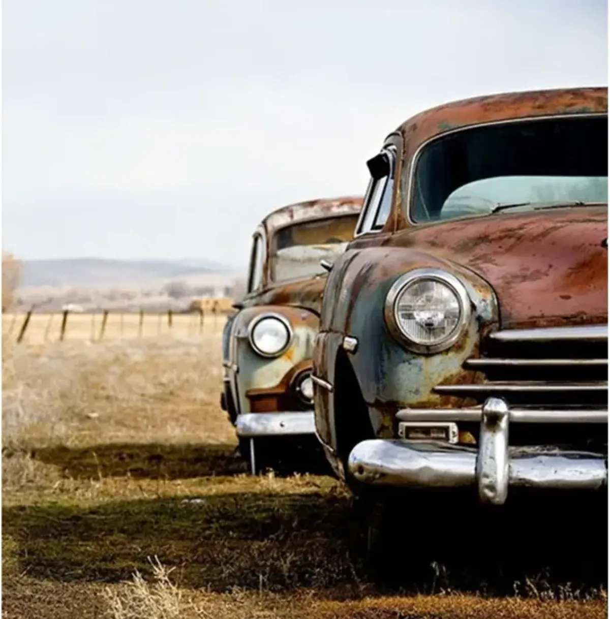 Old Cars Tempered Glass Wall Art 39.5"W x 39.5"H