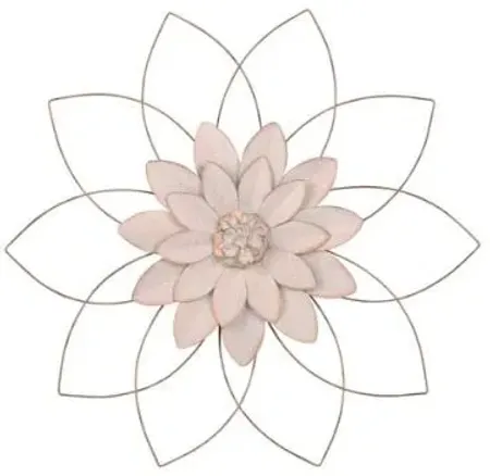White and Gold Metal Flower Wall Décor 25"