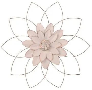 White and Gold Metal Flower Wall Décor 25"