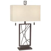Bronze Rectangular Metal Crisscross Table Lamp 31"H
