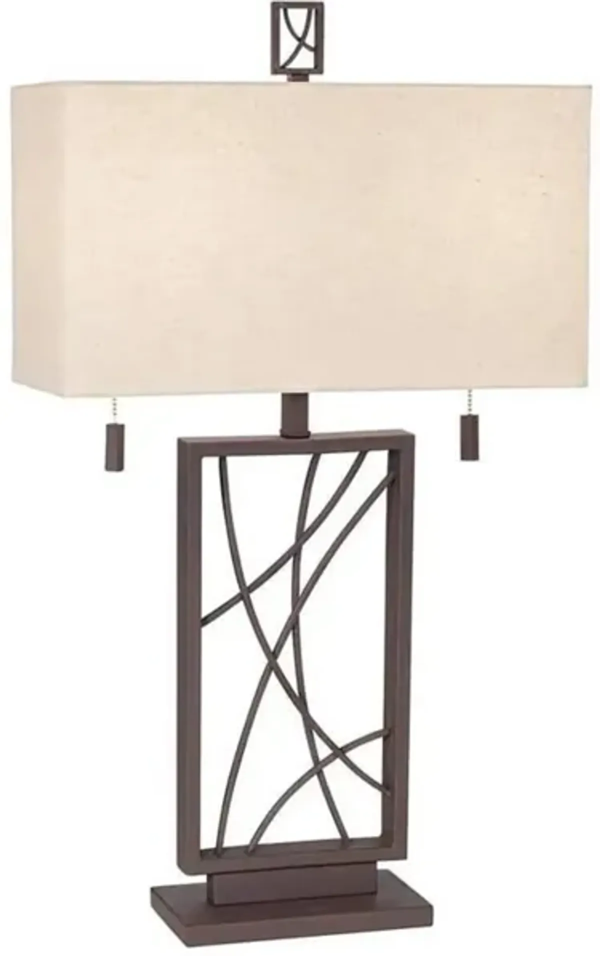 Bronze Rectangular Metal Crisscross Table Lamp 31"H