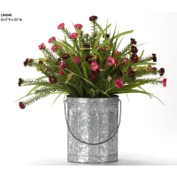 Wild Flowers in Oval Metal Bucket 20"W x 21.5"H