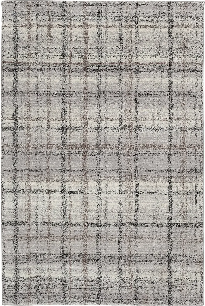Structures Grey Plaid Torrent Area Rug 7'10"W x 9'10"L