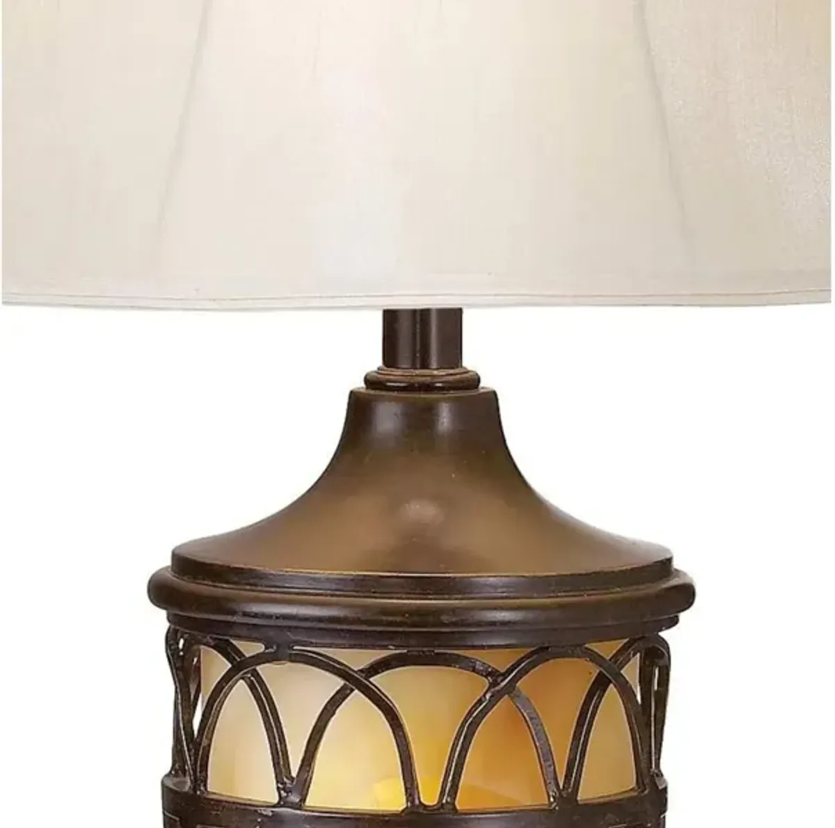 Bronze Metal With Glass Insert Nitelite Table Lamp 31"H