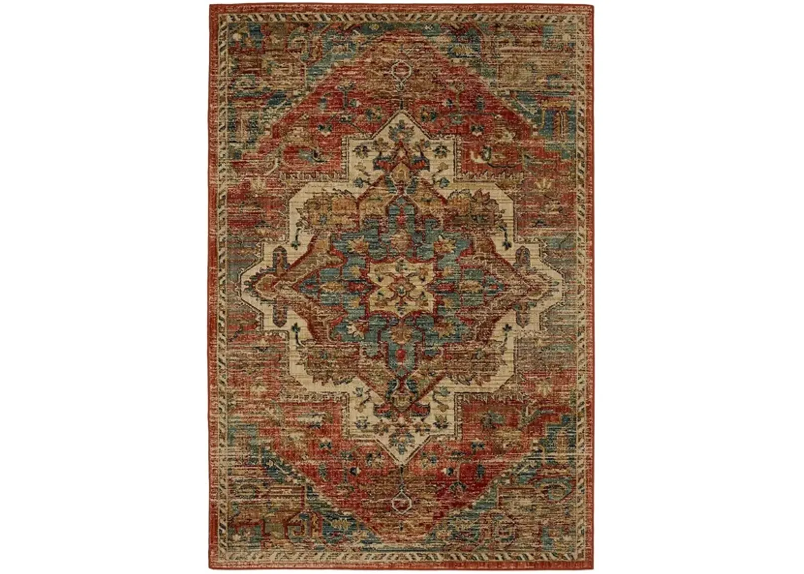 Elements Rust/Blue/Cream Area Rug 5'3"W x 7'10"L