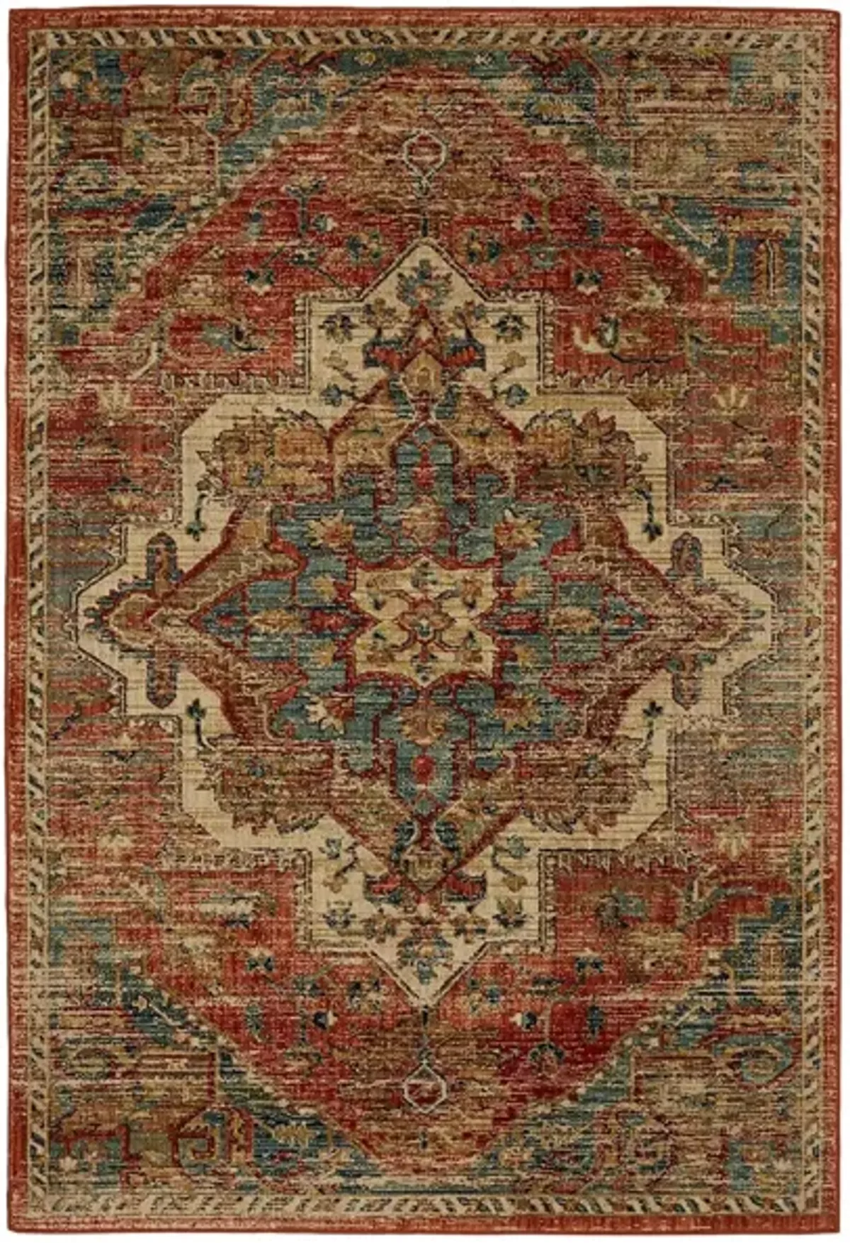 Elements Rust/Blue/Cream Area Rug 5'3"W x 7'10"L