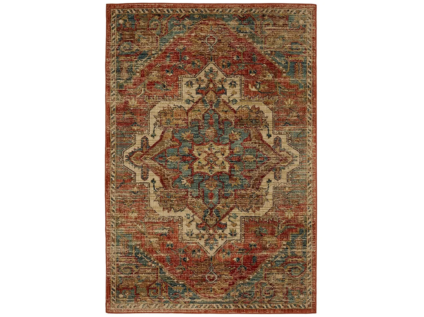 Elements Rust/Blue/Cream Area Rug 5'3"W x 7'10"L